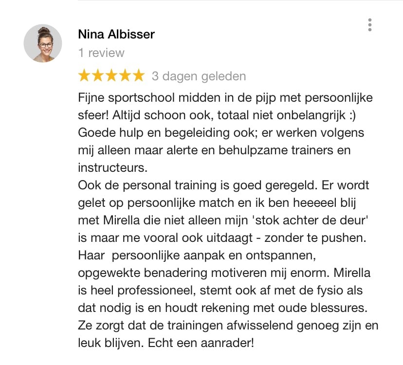 Review Nina voor Mirella en Fresh Fitness